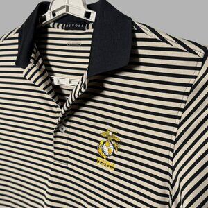 Divots Men’s Size Medium Black and Tan USMC Golf Polo